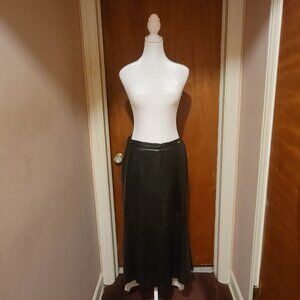 Aggie Georgette for Chordas Black Leather Ladies Skirt, Midi, Size 16, Preowned